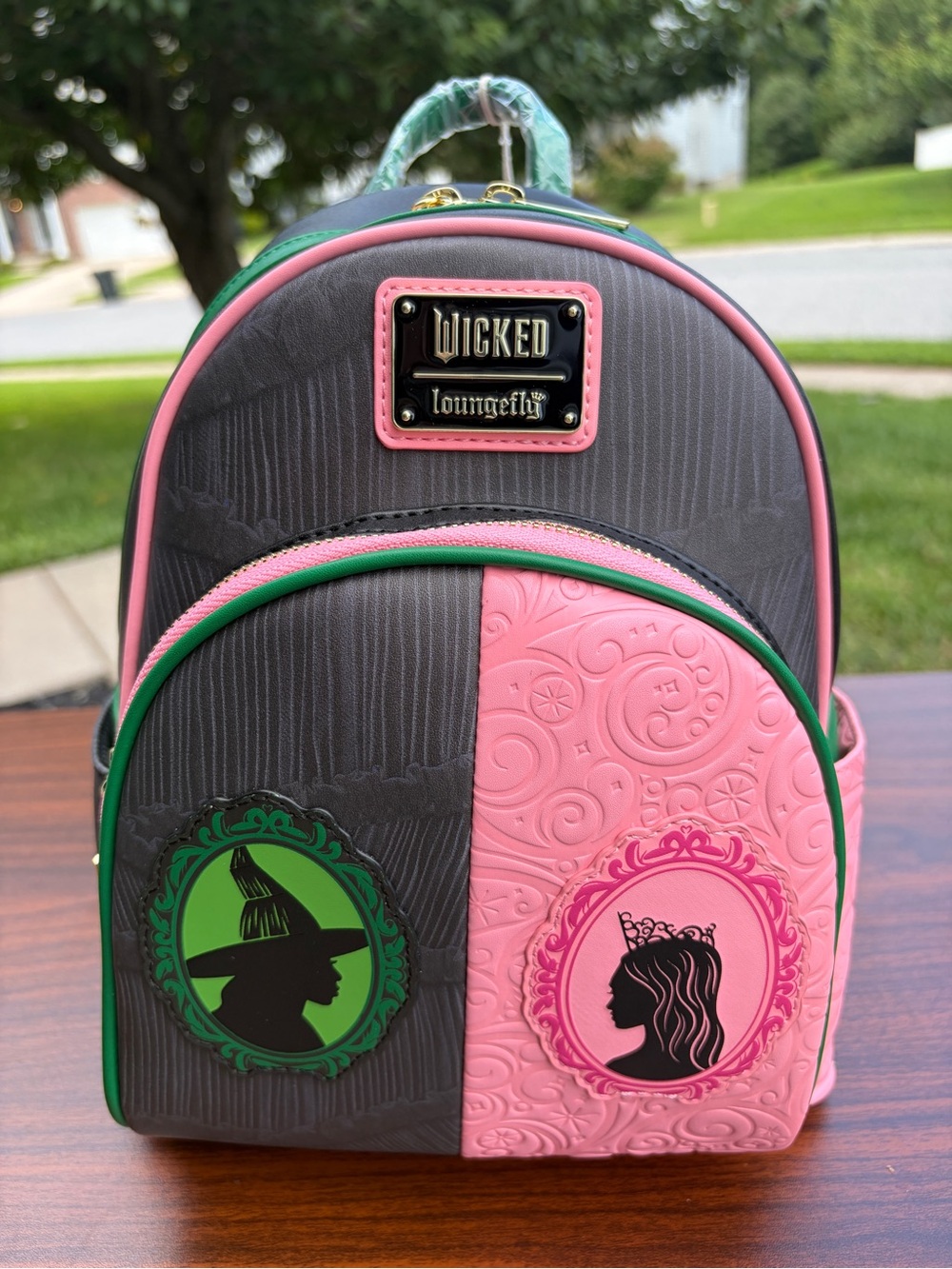 Loungefly Wicked Glinda Elphaba Pink Green Colorblock Mini Backpack NWT